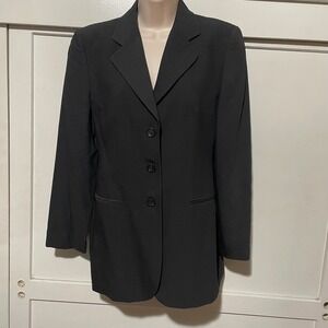 Vestimenta Italy Black Silk Wool Blend 3-Button lined Blazer Women Vintage